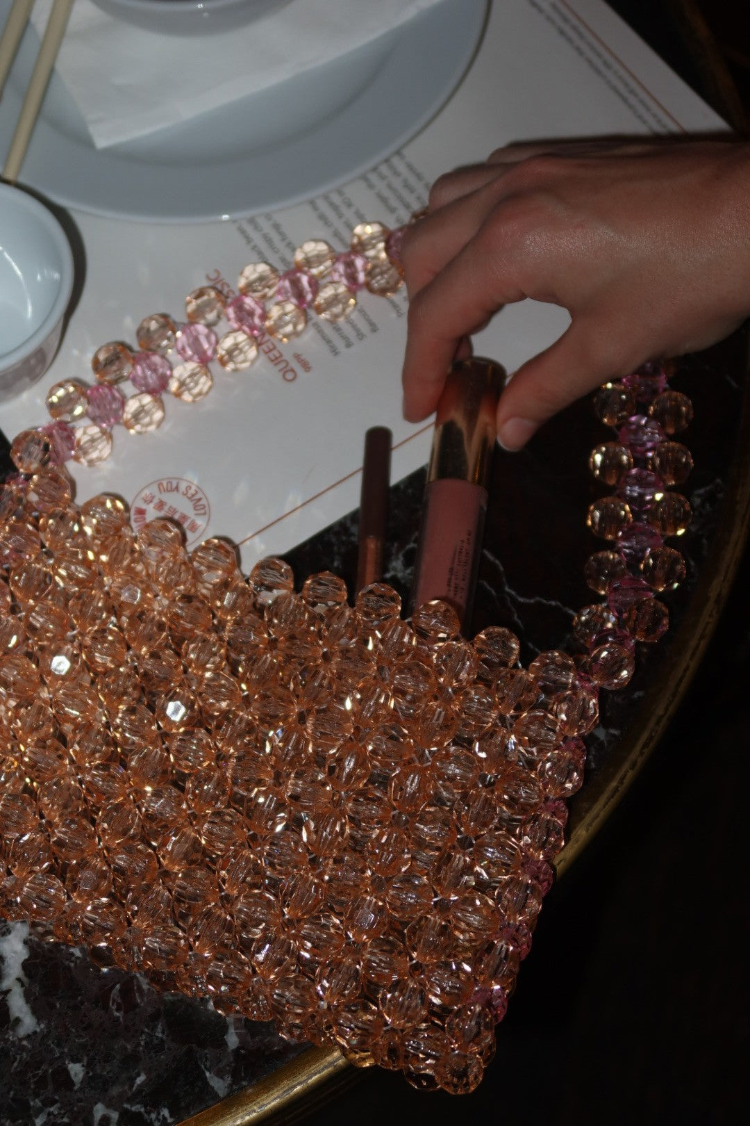 CORE Peach Beaded Bag